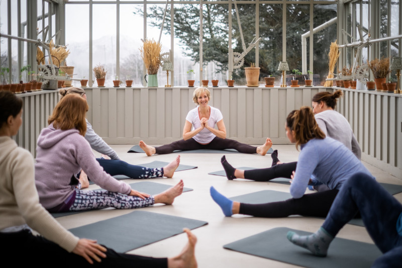 Yoga break in the Glasshouse