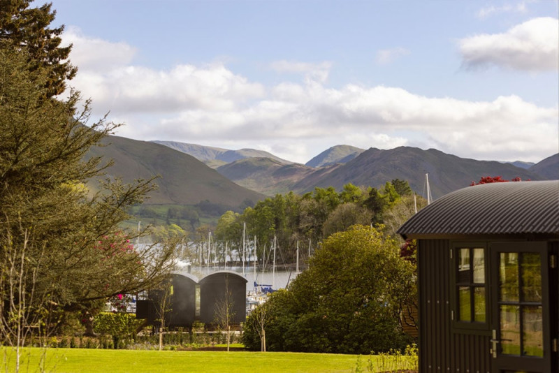 Views over Ullswater alongside the family shepherd hut