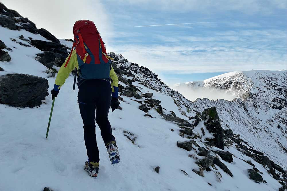 ascending helvellyn in winter