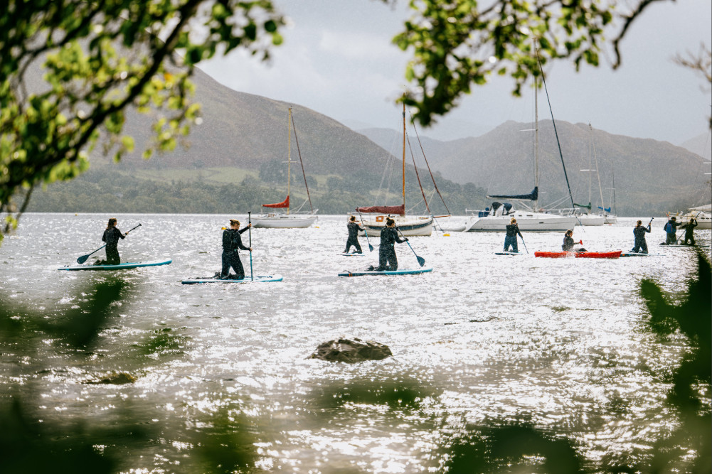 Paddleboarding on Ullswater as part of Fells and Flow festival at Another Place, The Lake