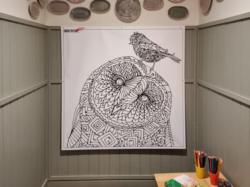 image of a stencil of a owl