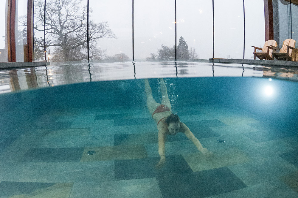 swimming in the pool