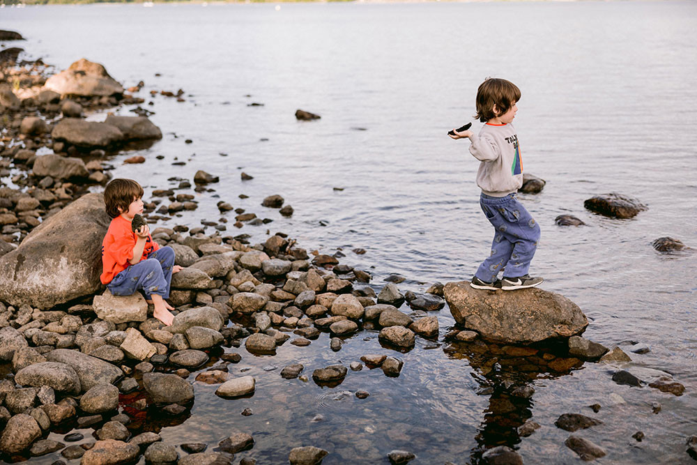 Throwing stones with forest school