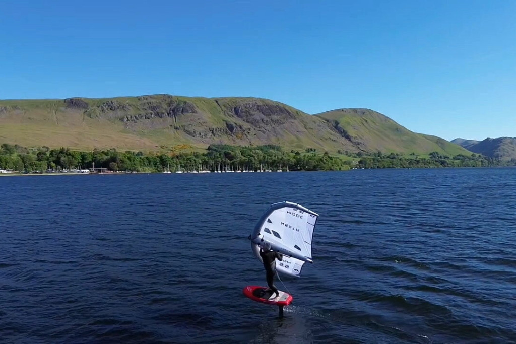 Wing foiling on Ullswater