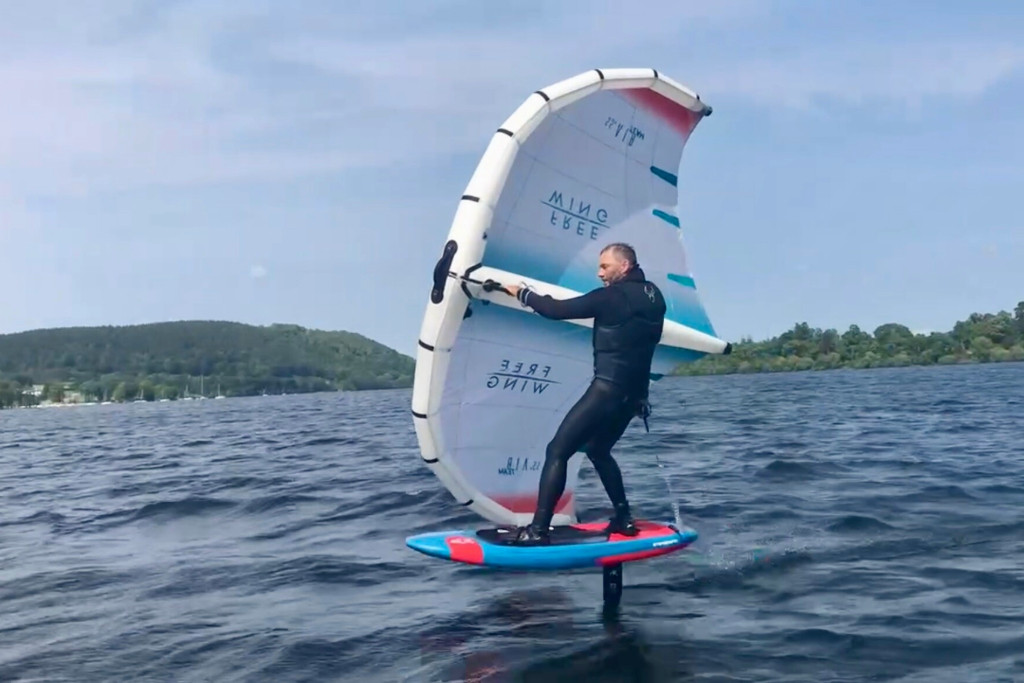 Adrian Bacon Another Place, The Lake instructor wing foiling on Ullswater