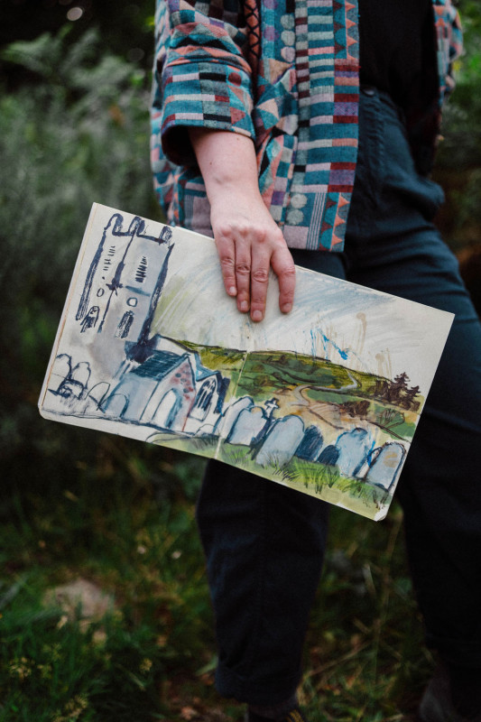 Emma Carlisle, drawing in nature