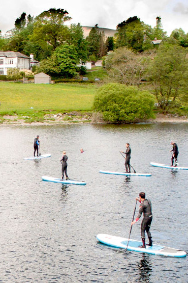 Stand up paddleboarding on the lake