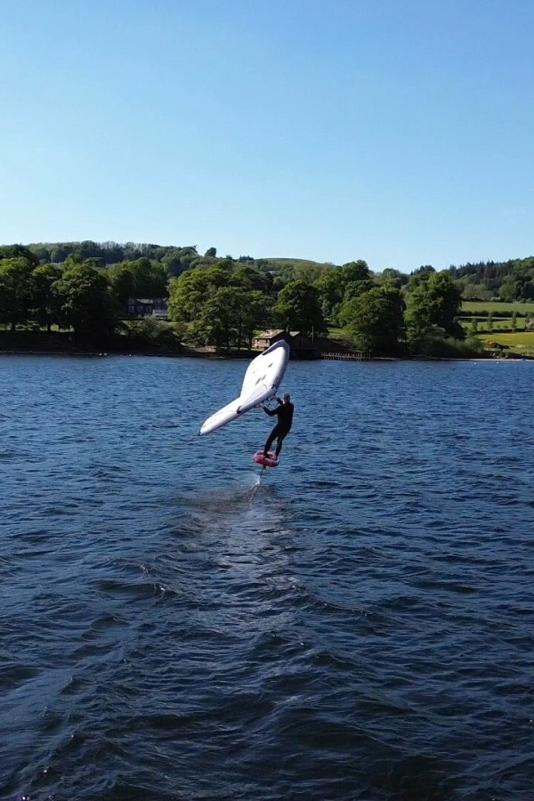Wing foiling on Ullswater