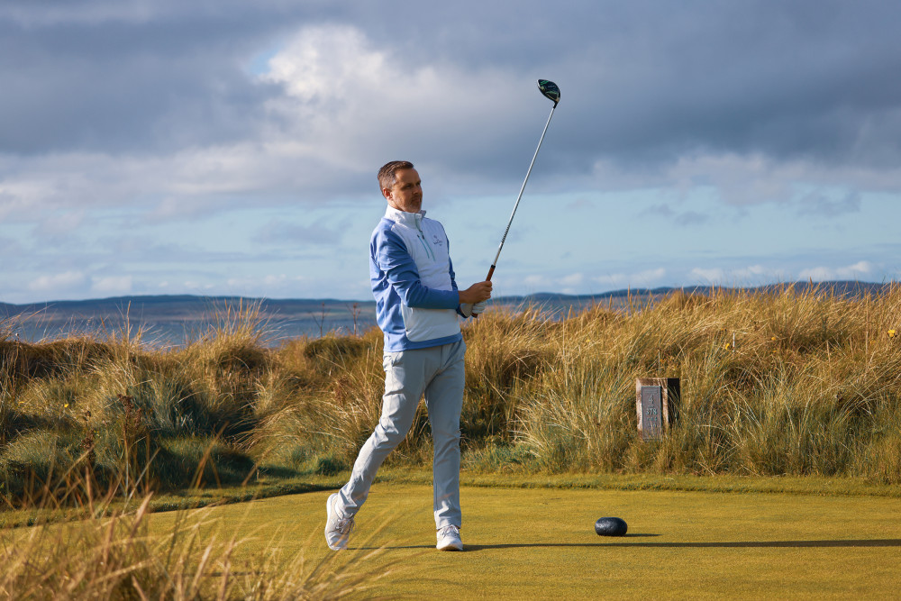 Golf General manager Alan Martin playing golf at The Machrie, Islay course
