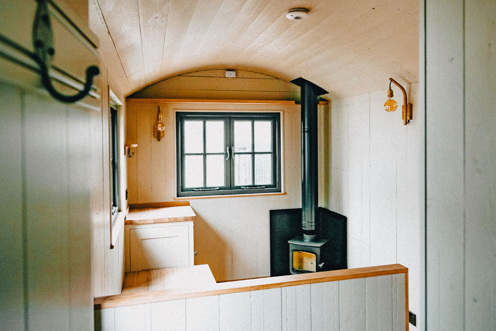 backdown shepherd hut living area