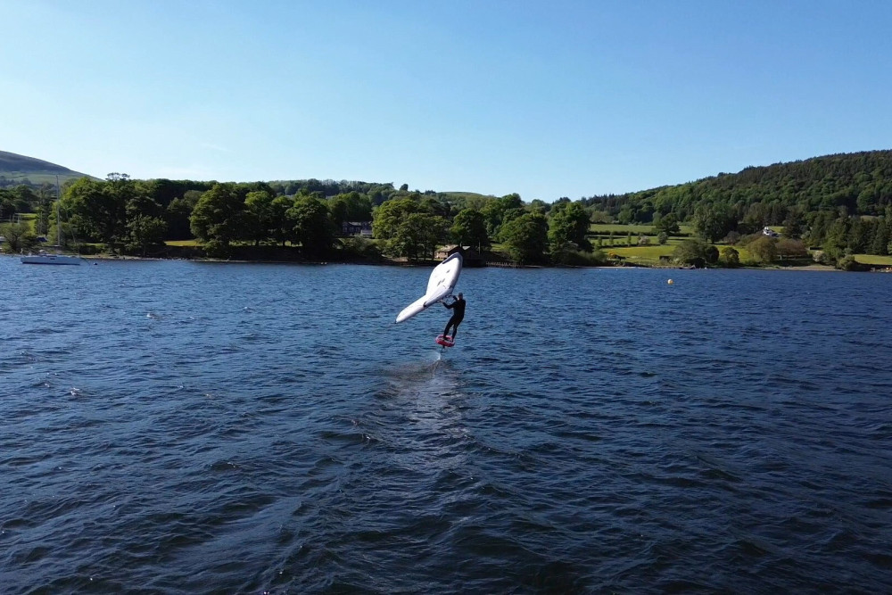 Wing foiling on Ullswater