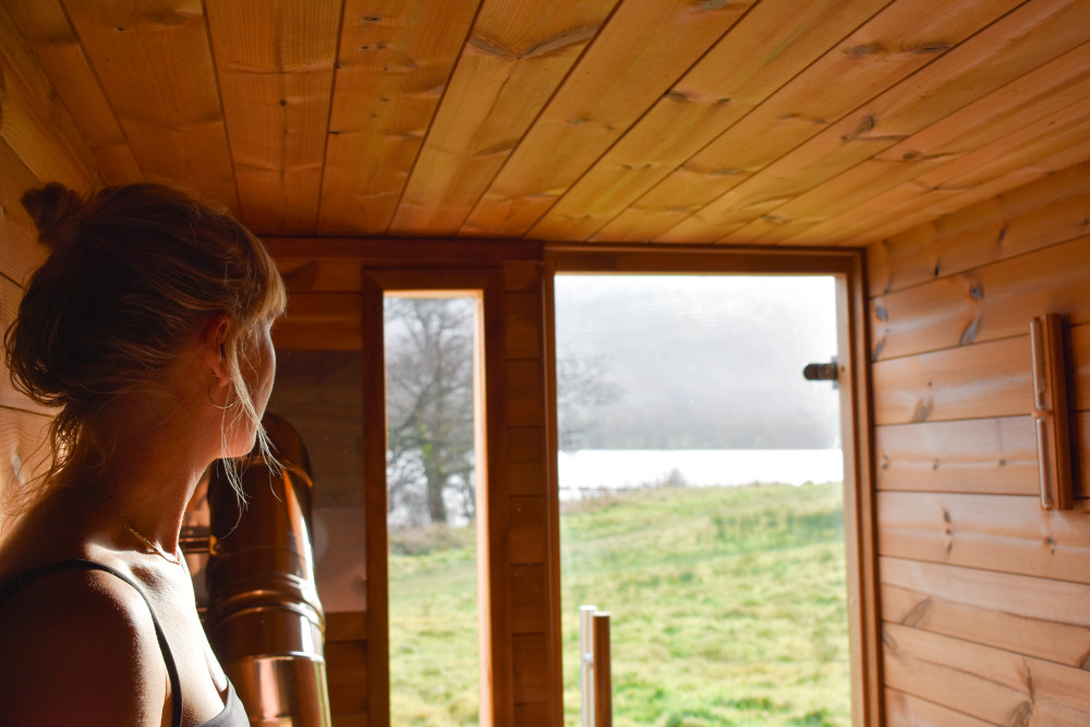 The view looking out from Fellside Sauna